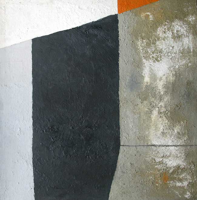 Ohne Titel, 1958, 112 × 112 cm, Materialbild, Mischtechnik auf Leinwand