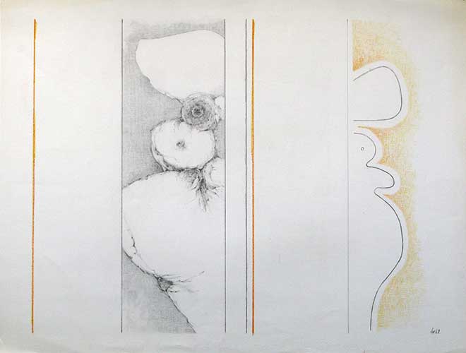 Ohne Titel, 1968, 65 × 50 cm, Bleistift und Pastellkreide auf Papier