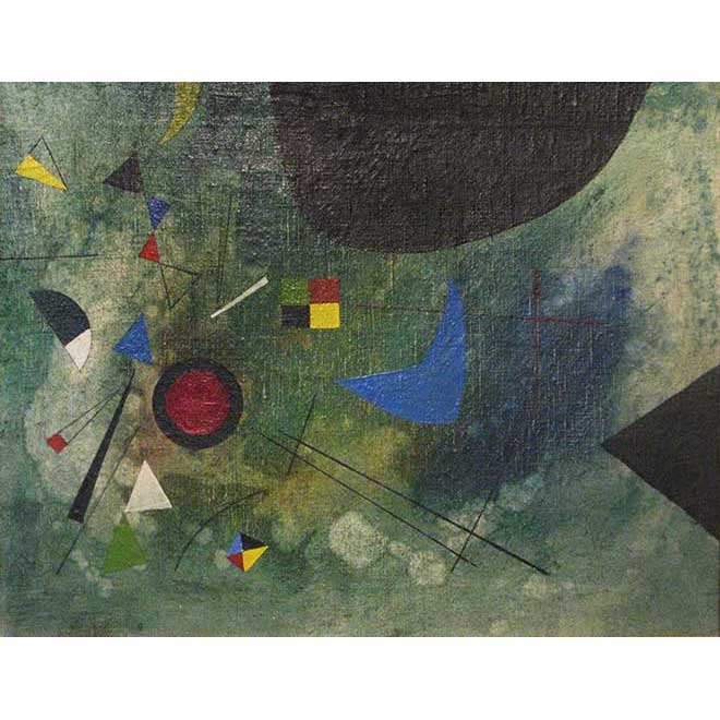 Ohne Titel (Kandinsky-Studie), 1955, 56 × 43 cm, Öl auf Sackleinen