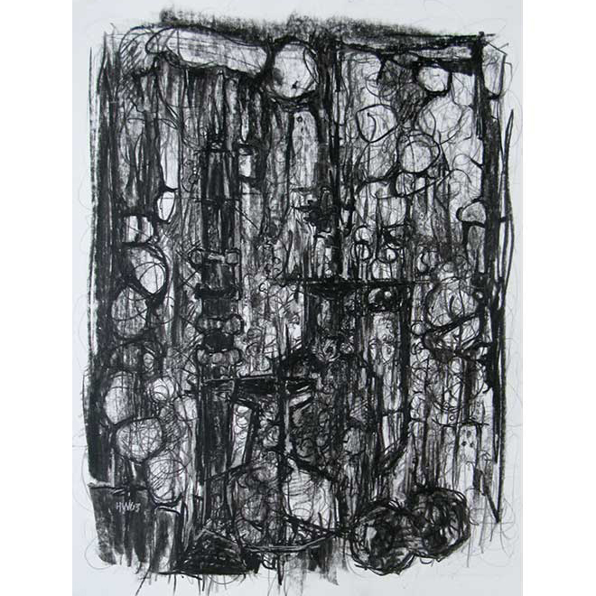 Ohne Titel, 1963, 21 × 29 cm, Schwarze Kreide auf Papier
