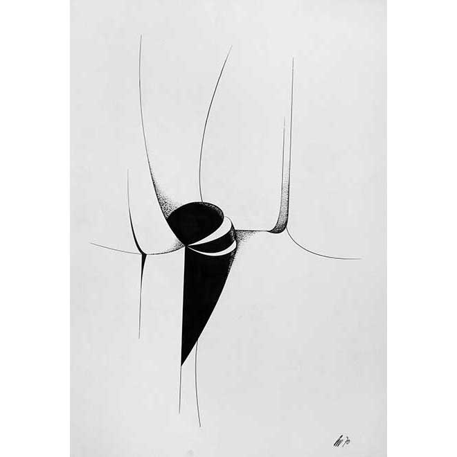 Ohne Titel, 1970, 43 × 62 cm, Tusche auf Papier